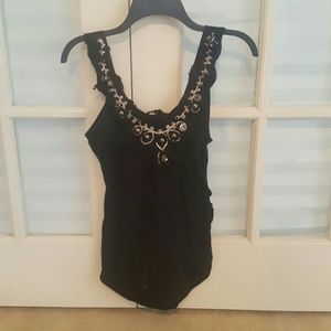 Black Jewelled Tank Top